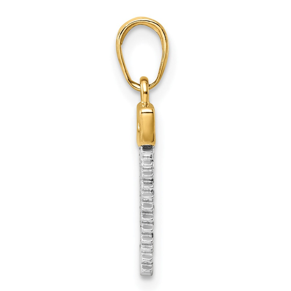 14K Gelb & Rhodium und Weiß Diamantiert Saw Anhänger