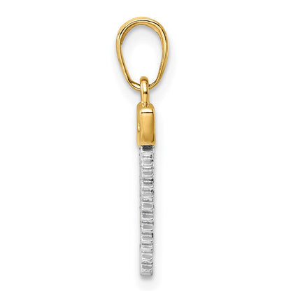 14K Gelb & Rhodium und Weiß Diamantiert Saw Anhänger