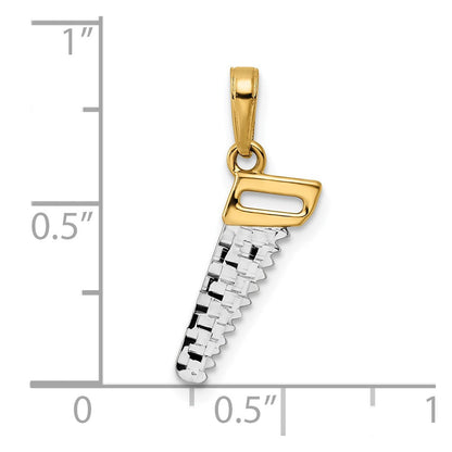 14K Gelb & Rhodium und Weiß Diamantiert Saw Anhänger