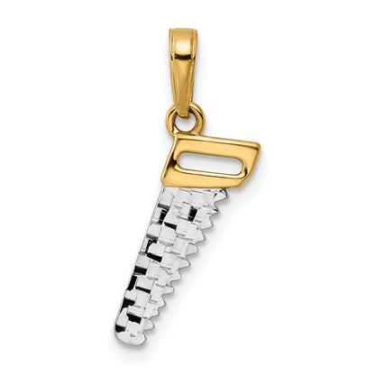 14K Gelb & Rhodium und Weiß Diamantiert Saw Anhänger