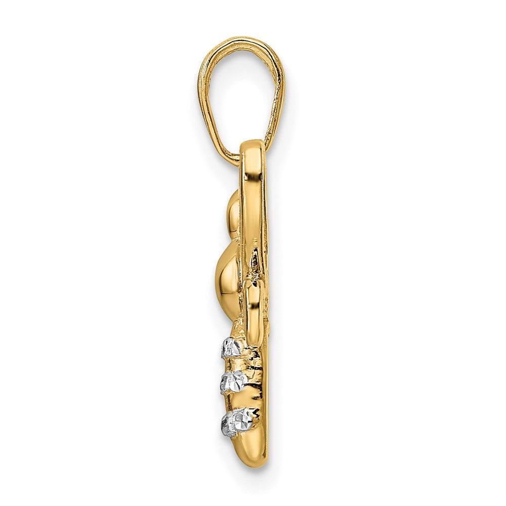 14K Gelb- und Rhodiumgold sowie Weißrhodium Diamantschliff Hummel-Anhänger
