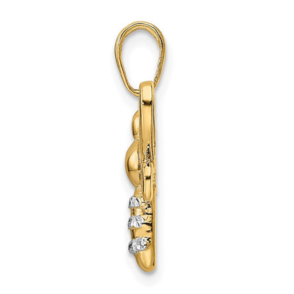 14K Gelb- und Rhodiumgold sowie Weißrhodium Diamantschliff Hummel-Anhänger