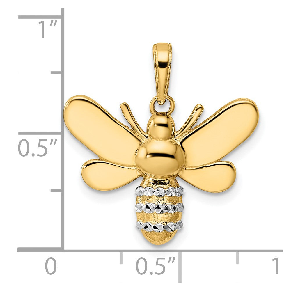 14K Gelb- und Rhodiumgold sowie Weißrhodium Diamantschliff Hummel-Anhänger