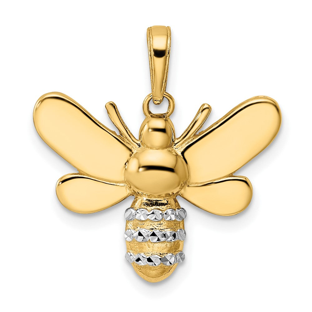 14K Gelb- und Rhodiumgold sowie Weißrhodium Diamantschliff Hummel-Anhänger