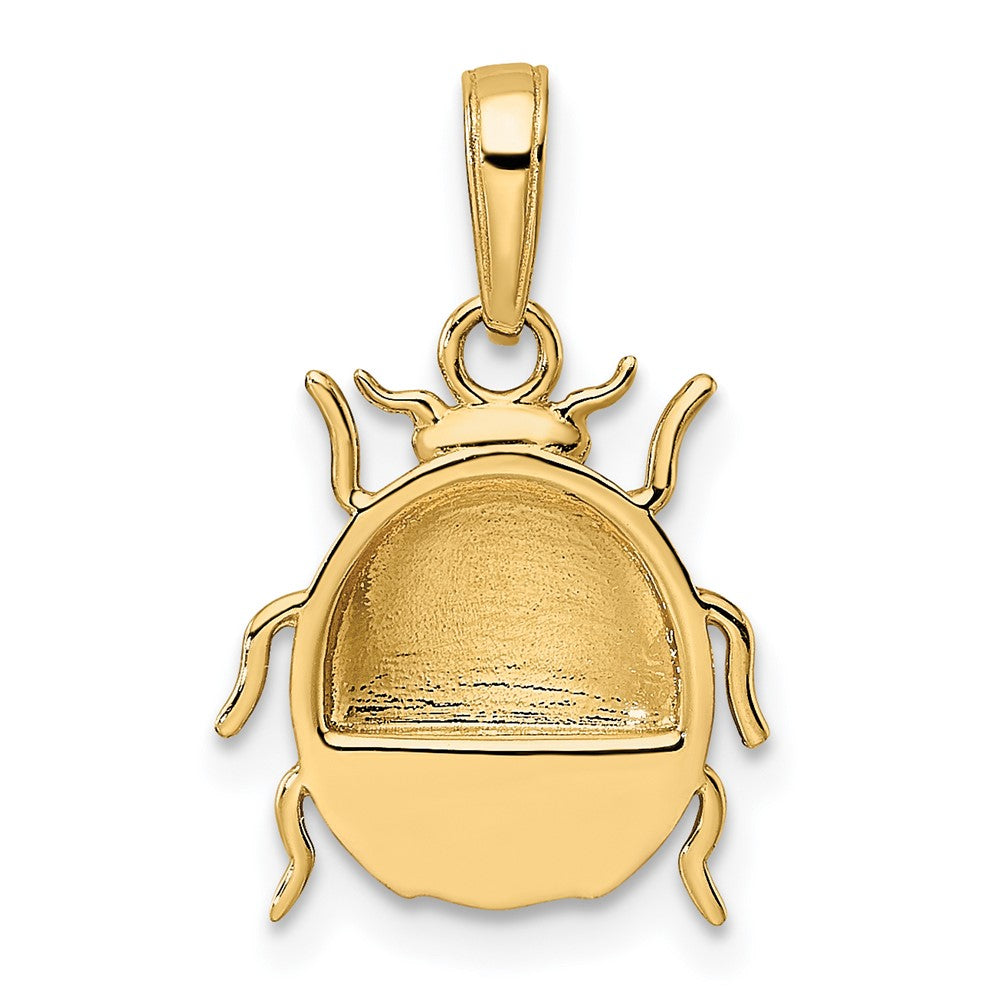14 Karat Gelbgold mit Weiß- und Rosé-Rhodinierung, diamantgeschliffener Marienkäfer-Anhänger