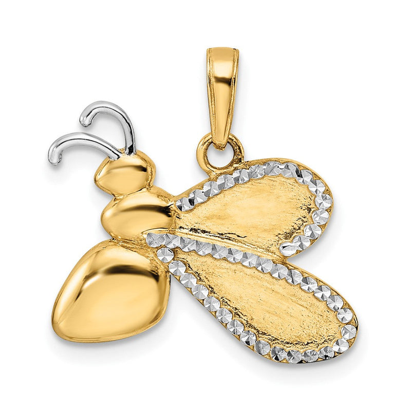 14K Gelb- und Rhodiumgold mit Weißrhodium diamantgeschliffener Hummel-Anhänger