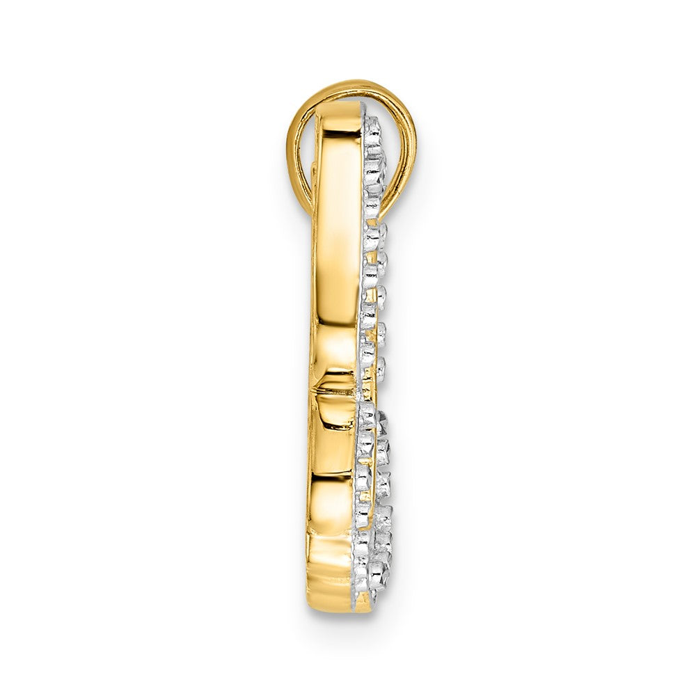 14 Karat Gelb- und Rhodiumgold sowie Weißrhodium Diamantgeschliffener Schmetterlingsanhänger