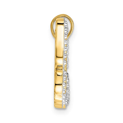 14 Karat Gelb- und Rhodiumgold sowie Weißrhodium Diamantgeschliffener Schmetterlingsanhänger