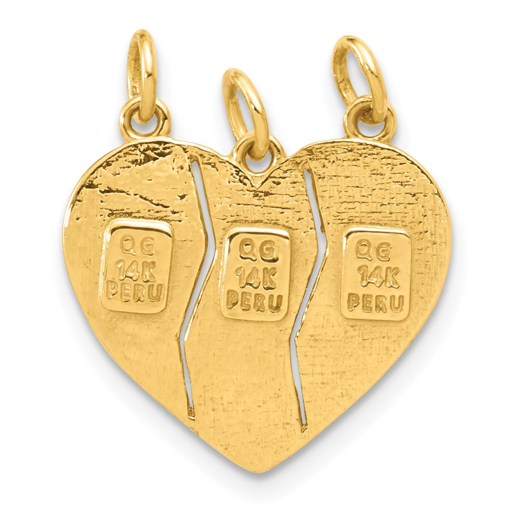 14K Gelbgold 3-piece Break-apart Big Sis-sis-lil Sis Charm