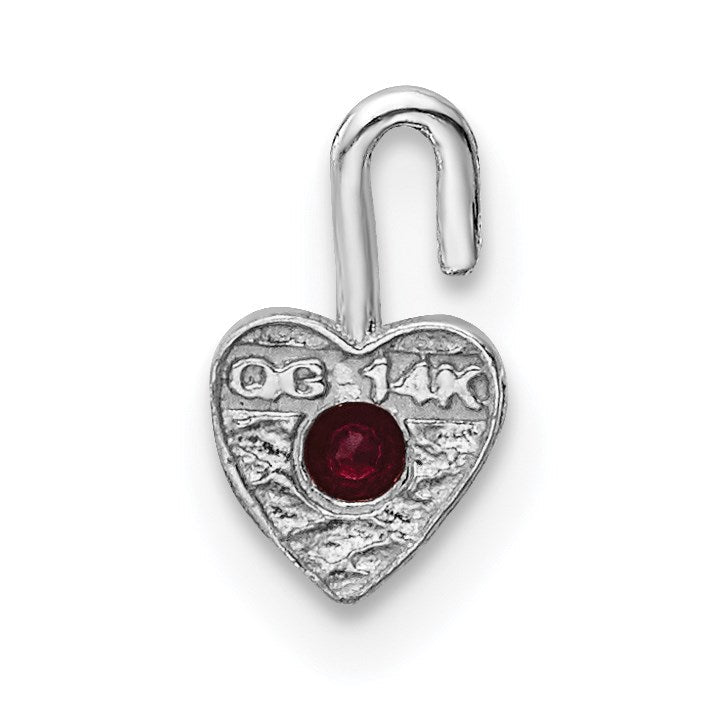14K Weißgold January Synthetisch Geburtsstein Herz Charm