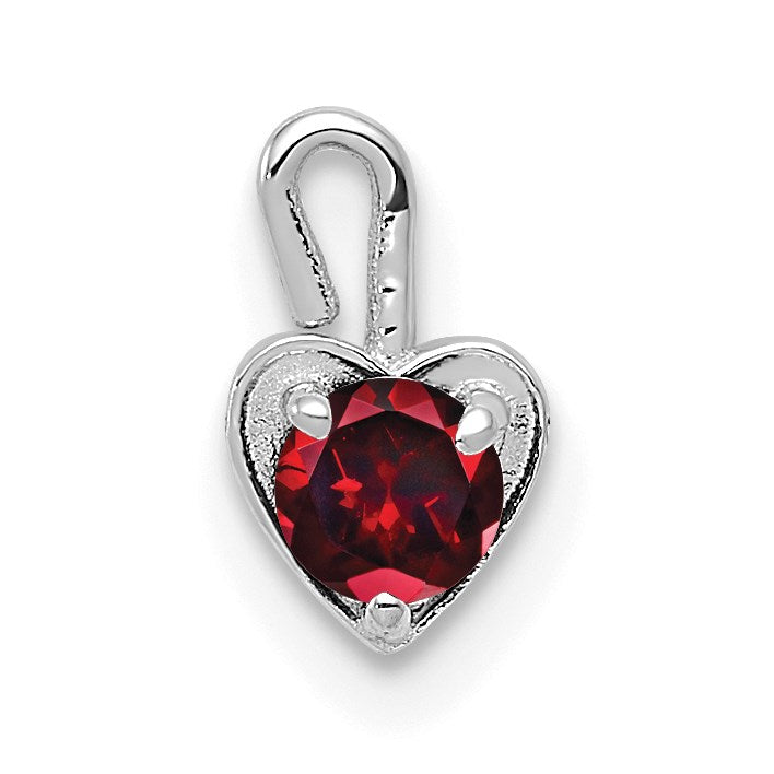 14K Weißgold January Synthetisch Geburtsstein Herz Charm