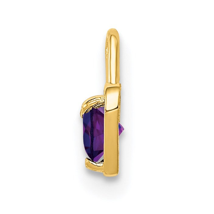 14K Gelbgold 14ky February Synthetisch Geburtsstein Herz Charm