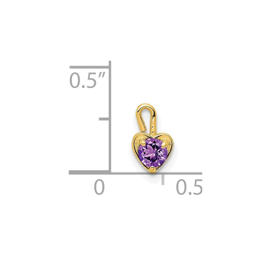 14K Gelbgold 14ky February Synthetisch Geburtsstein Herz Charm