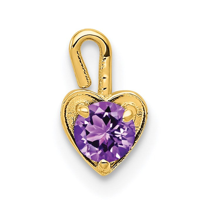 14K Gelbgold 14ky February Synthetisch Geburtsstein Herz Charm