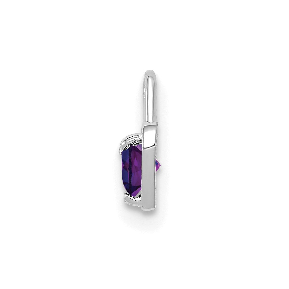 14K Weißgold February Synthetisch Geburtsstein Herz Charm
