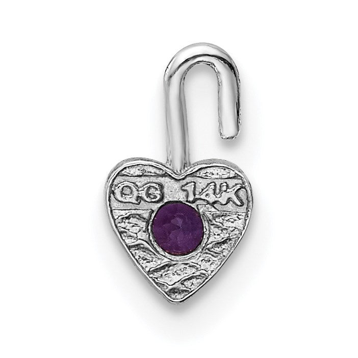 14K Weißgold February Synthetisch Geburtsstein Herz Charm
