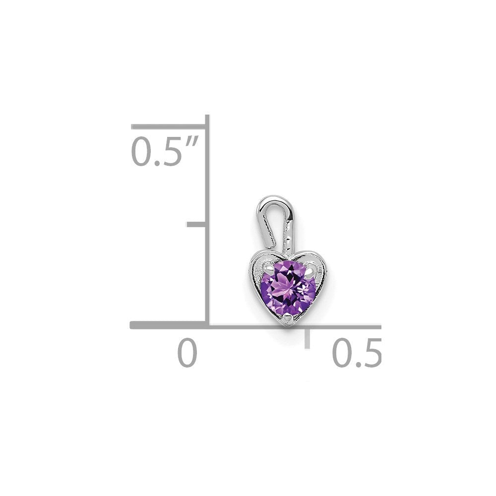 14K Weißgold February Synthetisch Geburtsstein Herz Charm