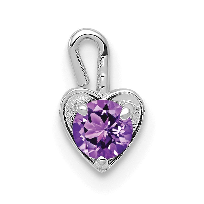14K Weißgold February Synthetisch Geburtsstein Herz Charm