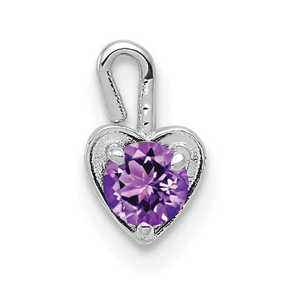14K Weißgold February Synthetisch Geburtsstein Herz Charm