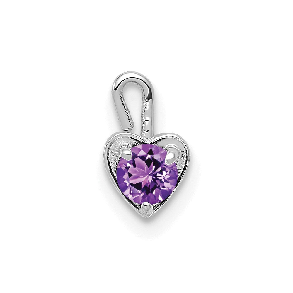 14K Weißgold February Synthetisch Geburtsstein Herz Charm