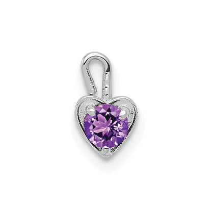 14K Weißgold February Synthetisch Geburtsstein Herz Charm