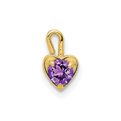 14K Gelbgold 14ky February Synthetisch Geburtsstein Herz Charm