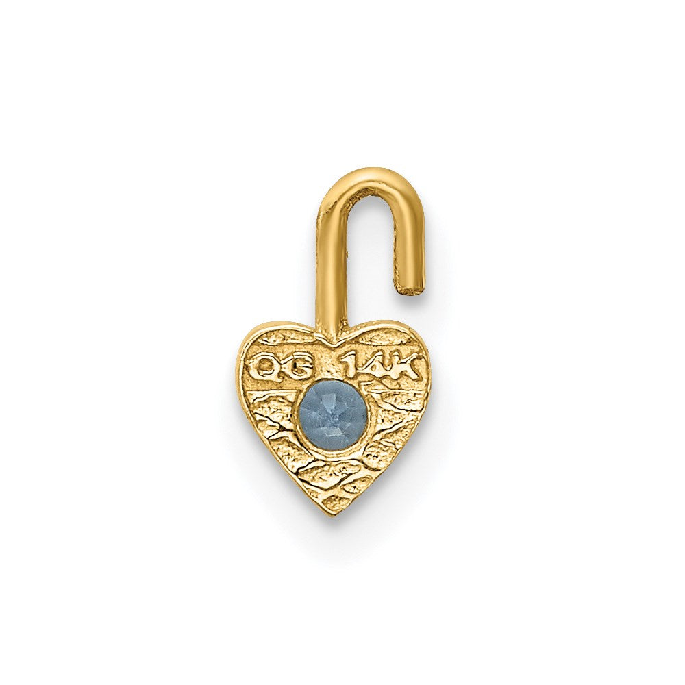14K Gelbgold 14ky March Synthetisch Geburtsstein Herz Charm