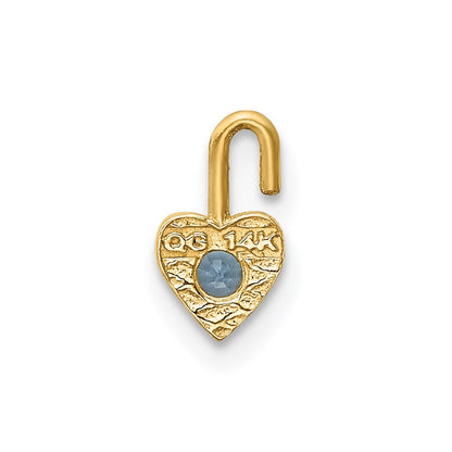 14K Gelbgold 14ky March Synthetisch Geburtsstein Herz Charm