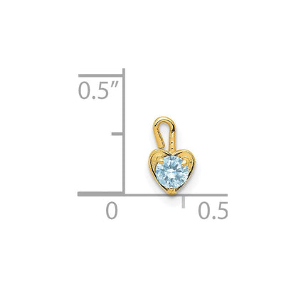 14K Gelbgold 14ky March Synthetisch Geburtsstein Herz Charm