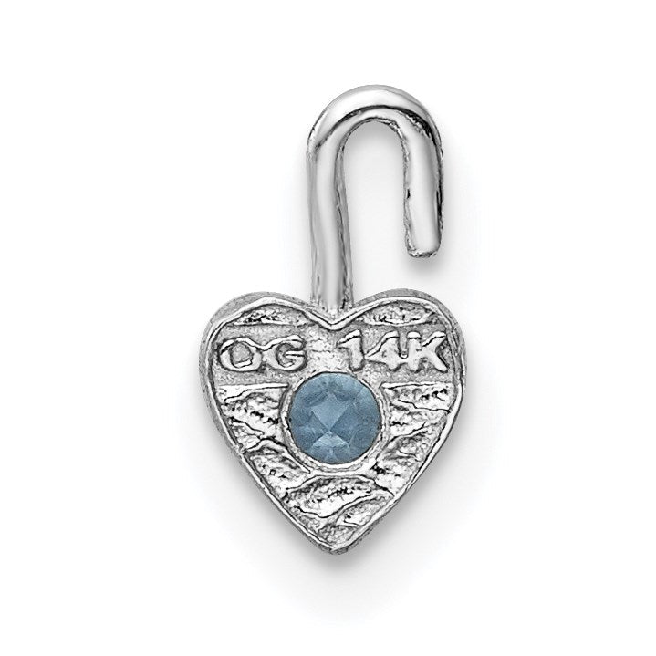 14K Weißgold March Synthetisch Geburtsstein Herz Charm