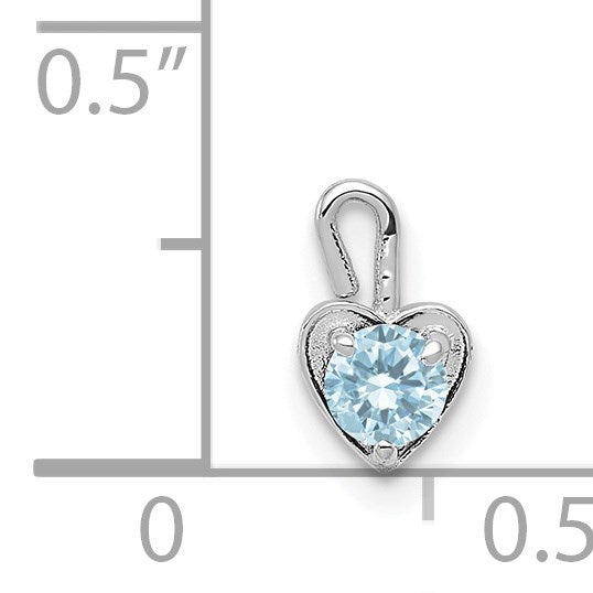 14K Weißgold March Synthetisch Geburtsstein Herz Charm