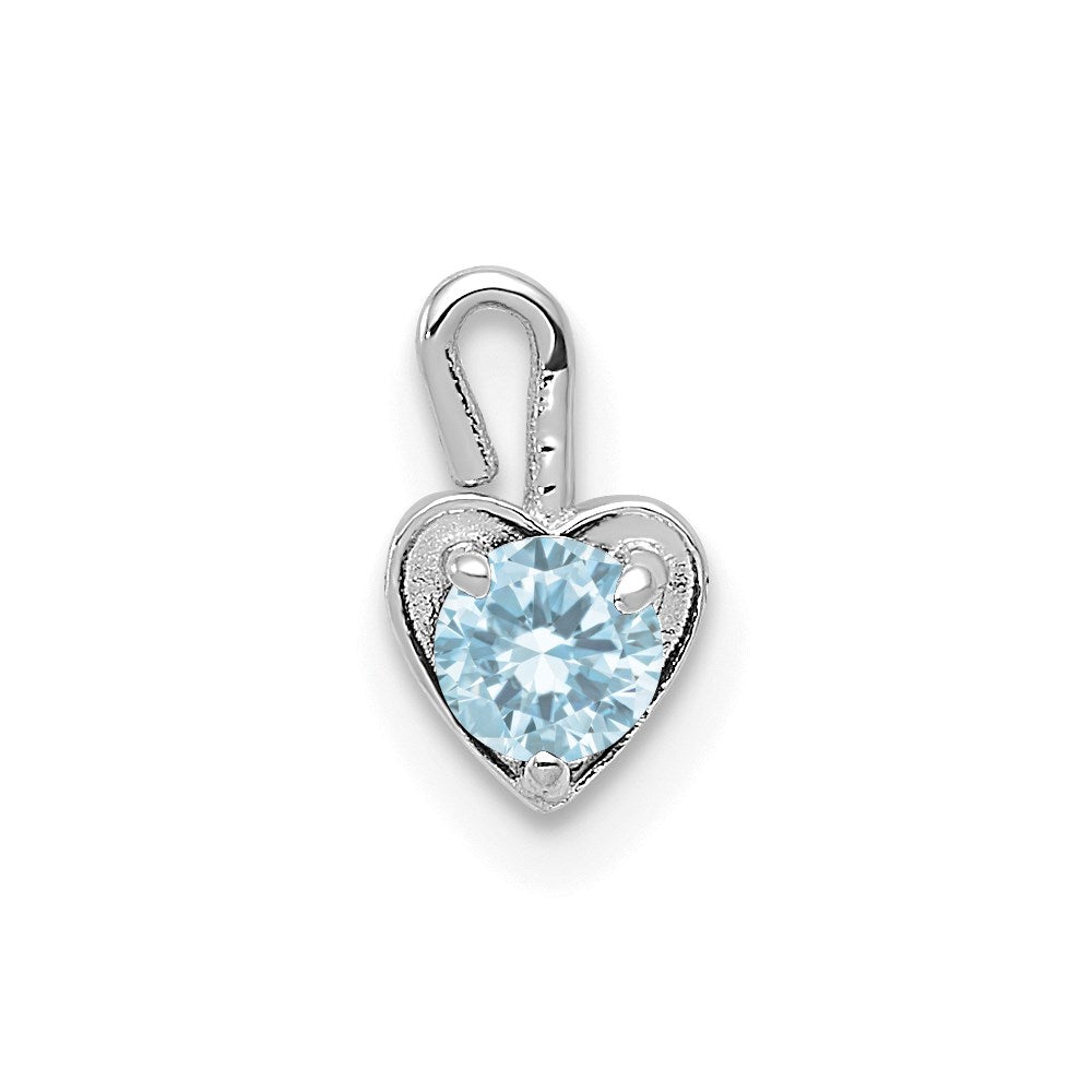 14K Weißgold March Synthetisch Geburtsstein Herz Charm