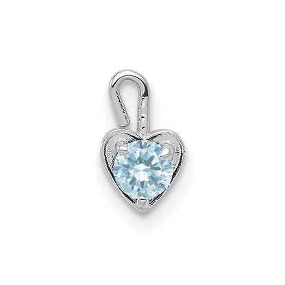 14K Weißgold March Synthetisch Geburtsstein Herz Charm