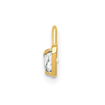 14K Gelbgold 14ky April Synthetisch Geburtsstein Herz Charm