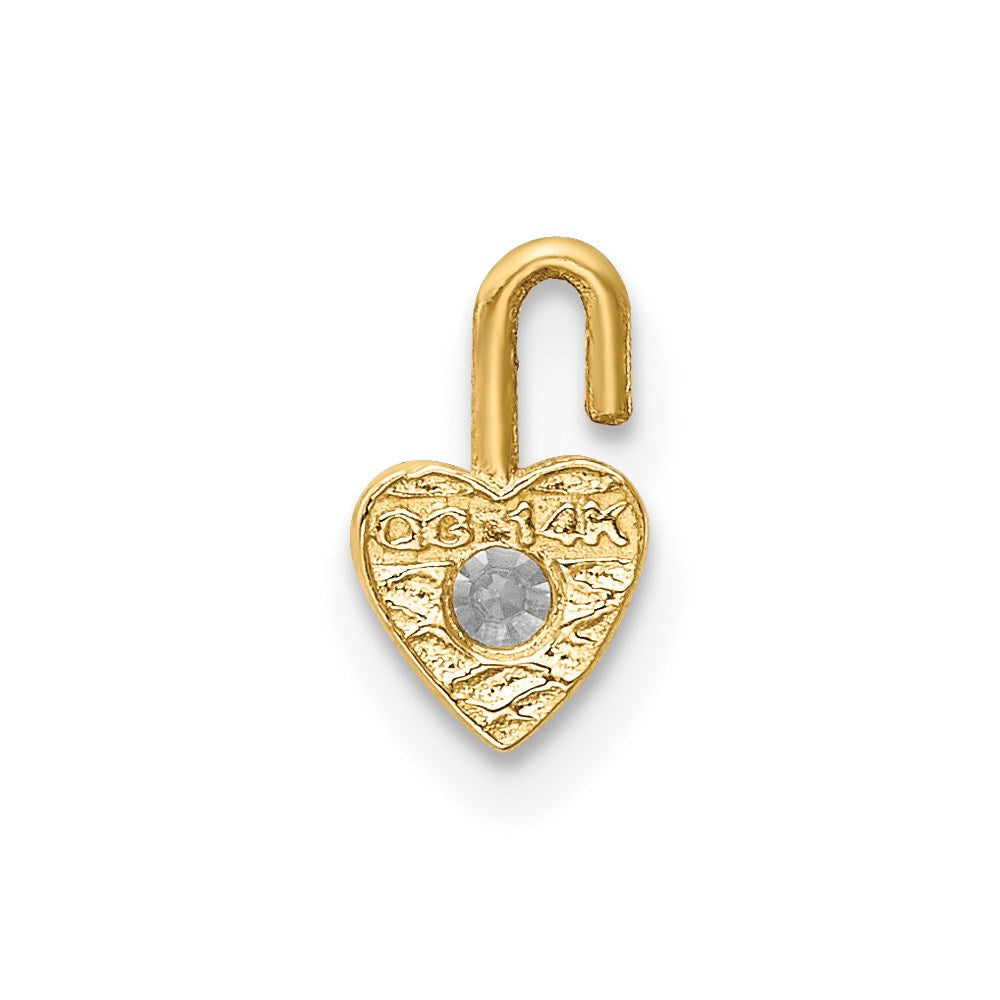 14K Gelbgold 14ky April Synthetisch Geburtsstein Herz Charm