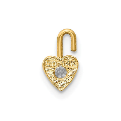 14K Gelbgold 14ky April Synthetisch Geburtsstein Herz Charm
