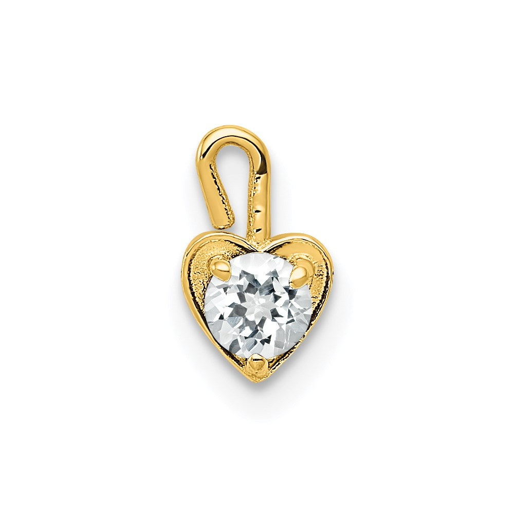 14K Gelbgold 14ky April Synthetisch Geburtsstein Herz Charm