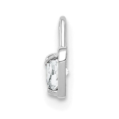 14K Weißgold April Synthetisch Geburtsstein Herz Charm