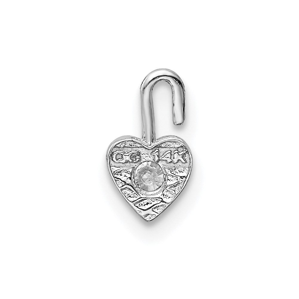 14K Weißgold April Synthetisch Geburtsstein Herz Charm