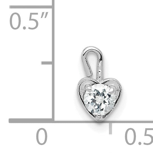 14K Weißgold April Synthetisch Geburtsstein Herz Charm