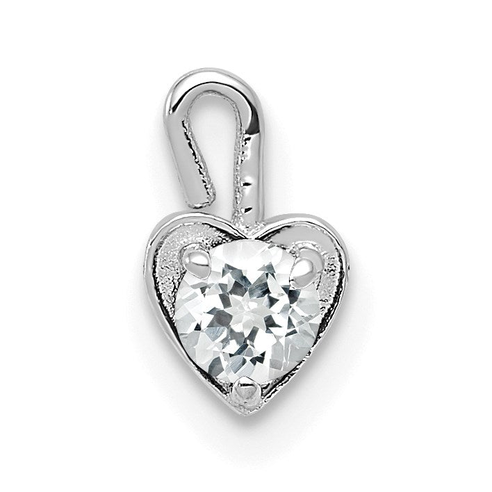 14K Weißgold April Synthetisch Geburtsstein Herz Charm