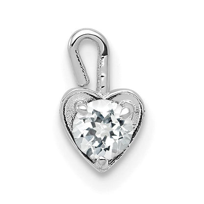 14K Weißgold April Synthetisch Geburtsstein Herz Charm