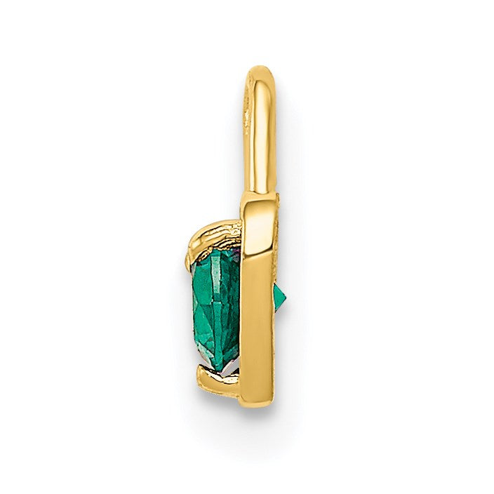 14K Gelbgold 14ky May Synthetisch Geburtsstein Herz Charm