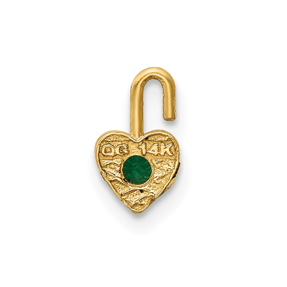 14K Gelbgold 14ky May Synthetisch Geburtsstein Herz Charm