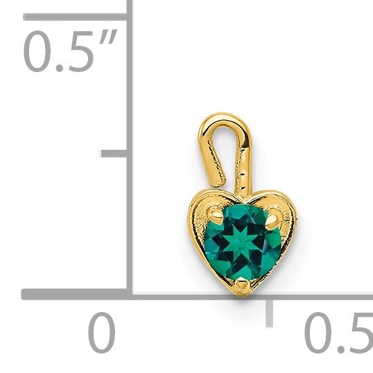 14K Gelbgold 14ky May Synthetisch Geburtsstein Herz Charm