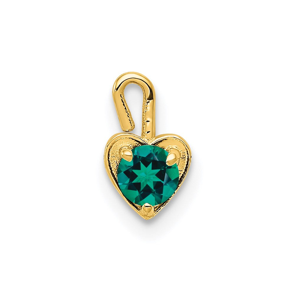 14K Gelbgold 14ky May Synthetisch Geburtsstein Herz Charm