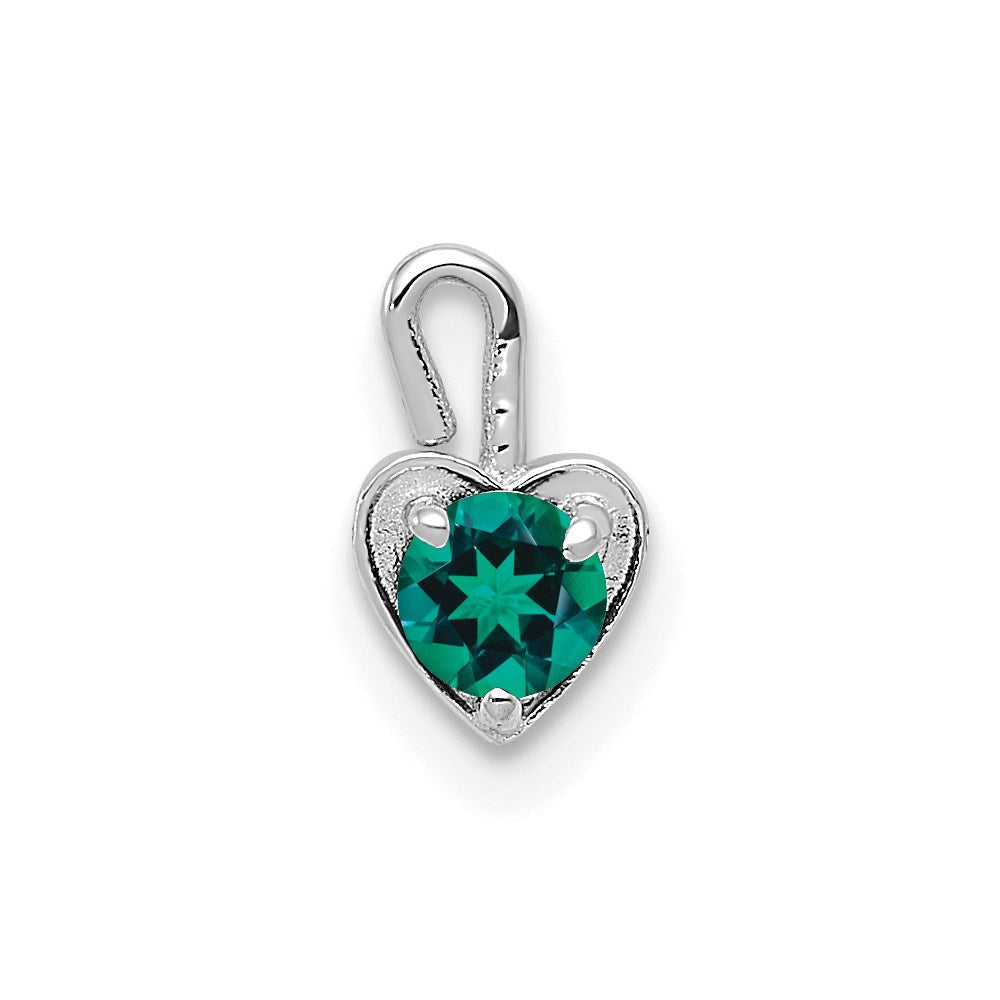 14K Weißgold May Synthetisch Geburtsstein Herz Charm
