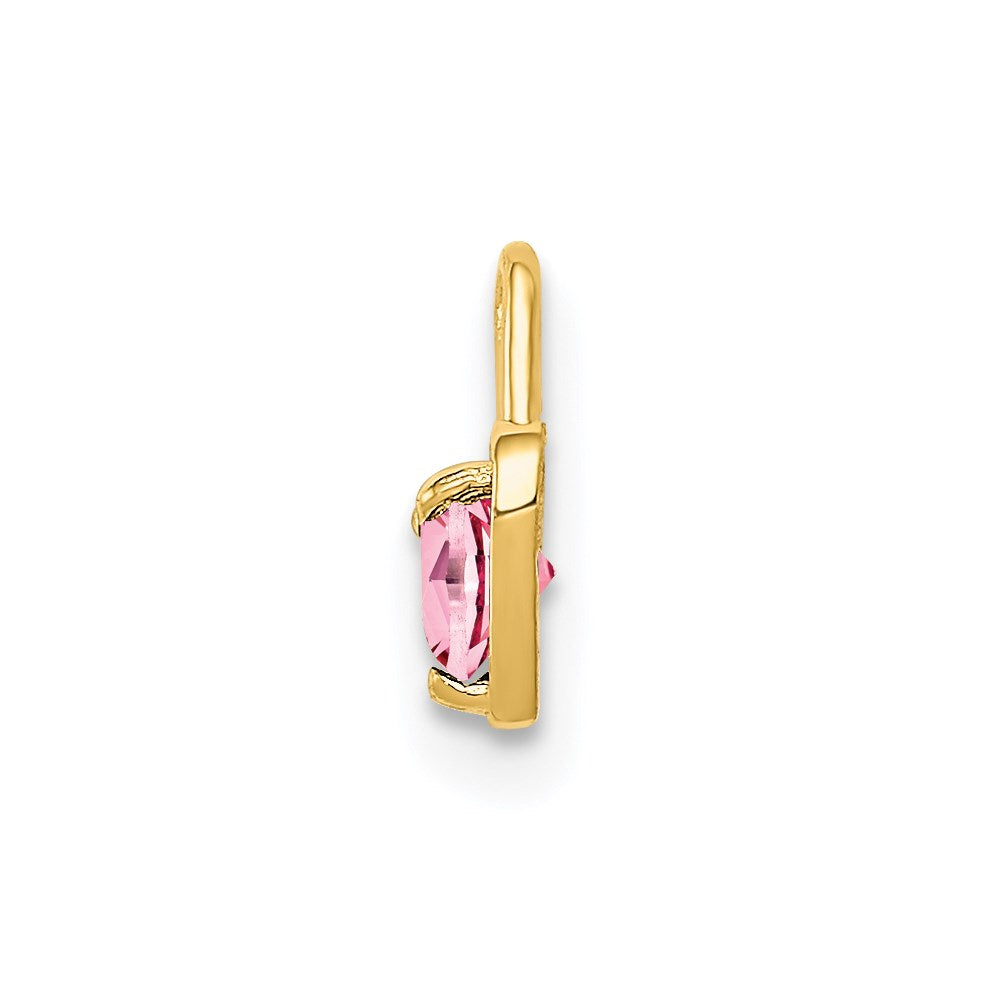14K Gelbgold 14ky October Synthetisch Geburtsstein Herz Charm