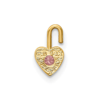 14K Gelbgold 14ky October Synthetisch Geburtsstein Herz Charm