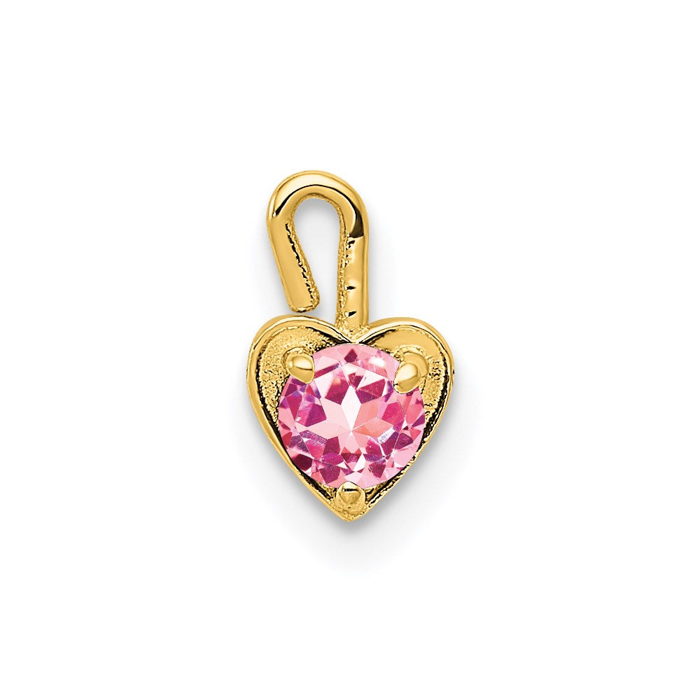 14K Gelbgold 14ky October Synthetisch Geburtsstein Herz Charm